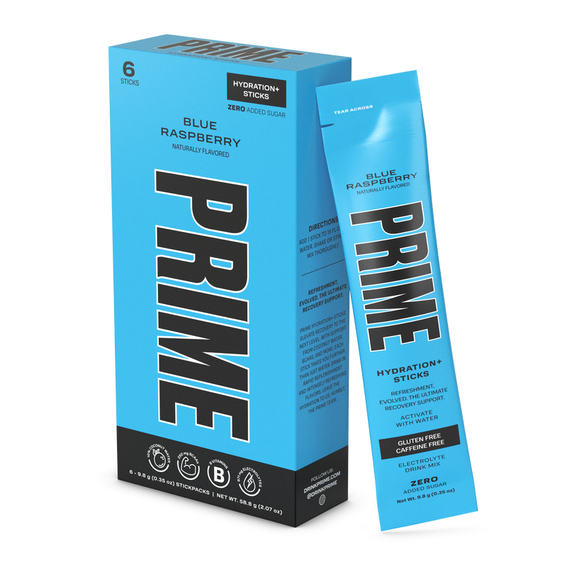 PRIME Hydration+ Sticks - Blue Raspberry, 6 PK